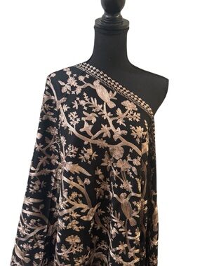 Black Embroidered Shawl